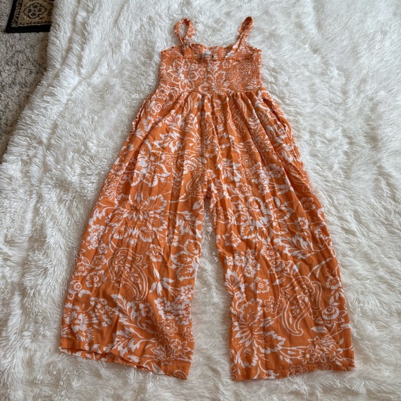 LOFT Vibrant Orange Floral Jumpsuit - Picture 2 of 9
